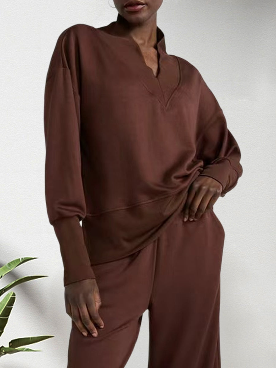 Women's Knitted V-neck Two-piece Set